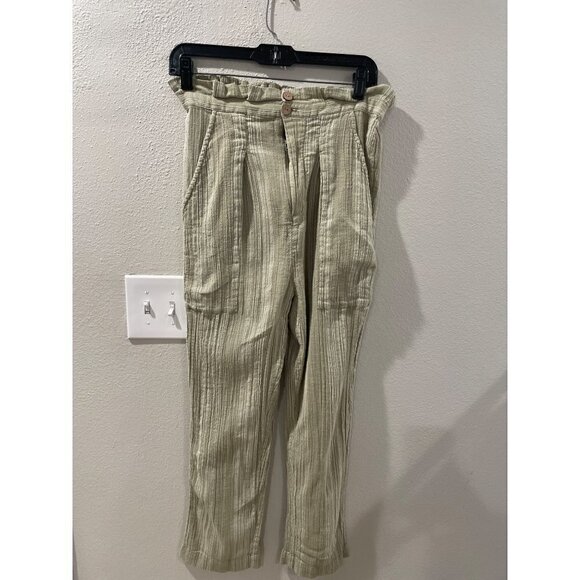 Free People WOMENS TROUSER RELAXED CASUAL SIZE S STRIPPED COTTON PANTS pockets - Picture 3 of 9